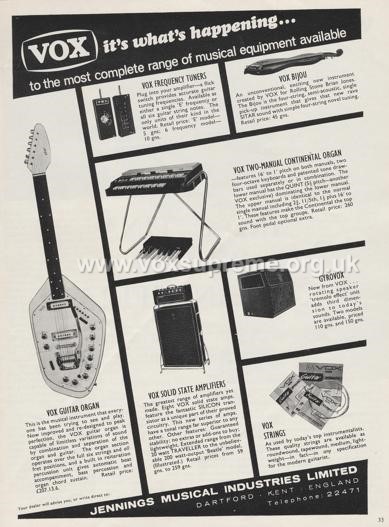 Beat Instrumental magazine, November 1966, advert for the Vox solid state line