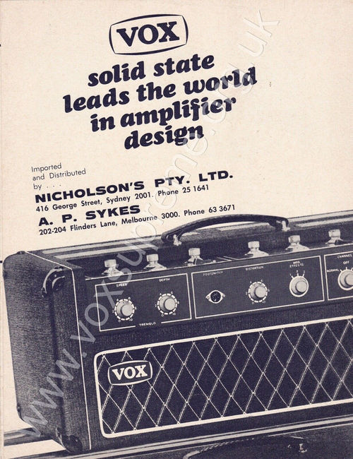 Vox solid state brochure for the Australian market