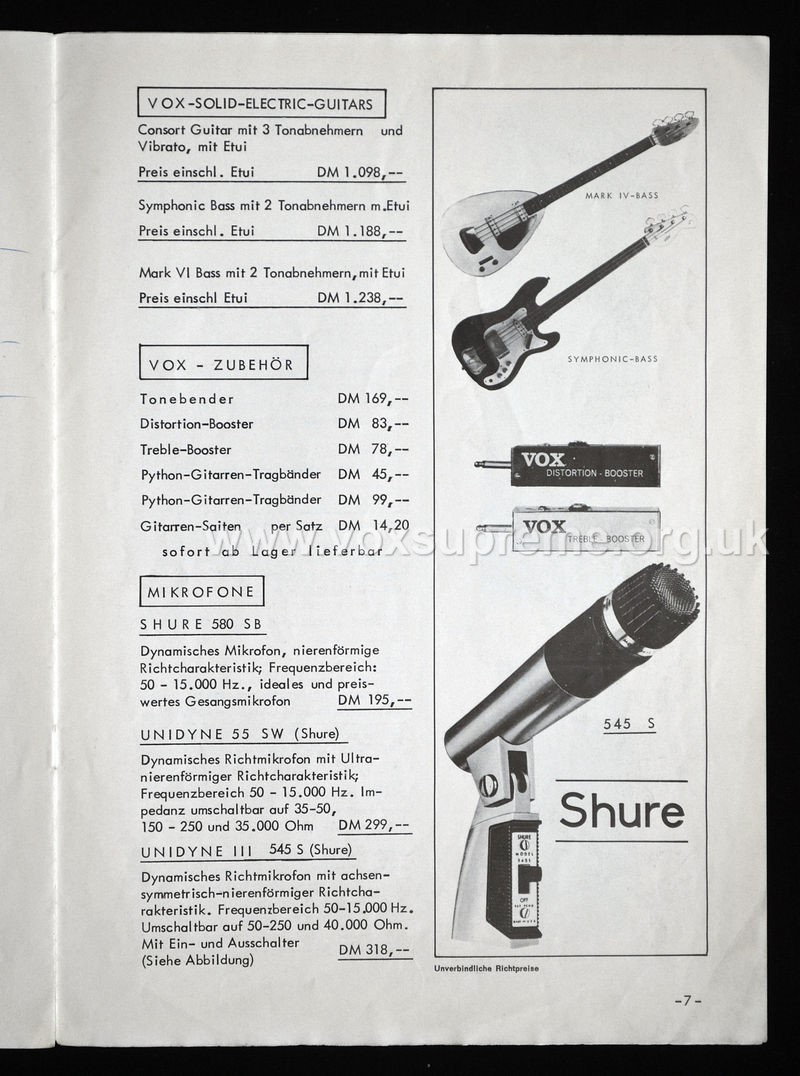 Vox guitars (2). Treble Booster and Distortion Booster.  Straps and microphones.