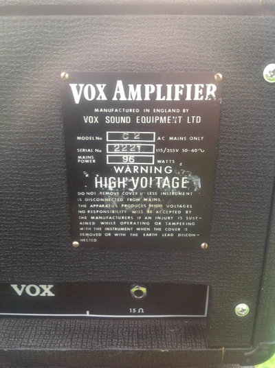 Vox Dynamic bass serial no. 2221, exported to Denmark