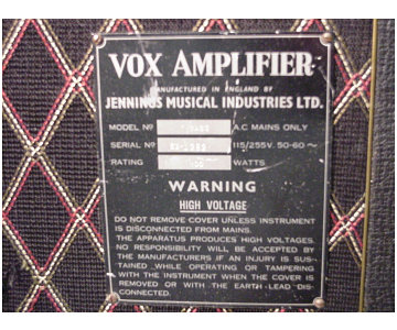 Vox Foundation Bass serial number 1282