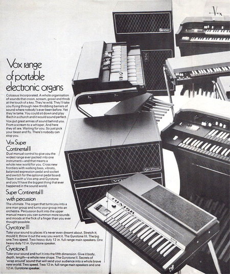  Vox flyer / brochure for Organs and Gyrotones, February 1969 