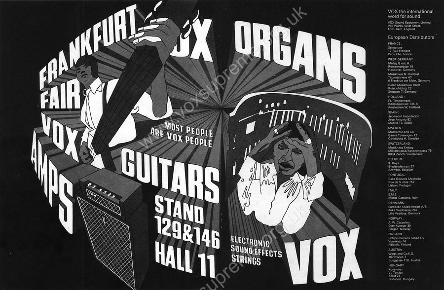 Vox Sound Equipment Limited advert in Beat Instrumental, February 1969