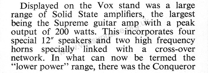 Beat Instrumental, October 1967 - the Vox display at the British Musical Instrument Trade Fair