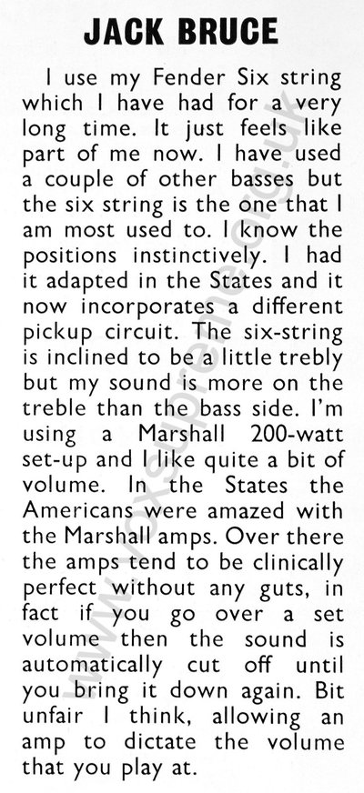 Jack Bruce, comment on American Vox solid state amps