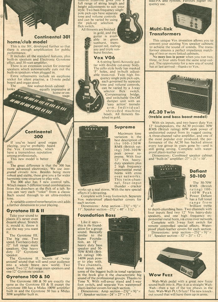 Vox Sound Limited advert in Melody Maker, December 1970, part 3