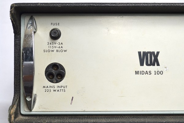 Vox Midas amplifier, serial number 1053, front detail