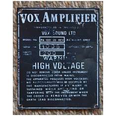Vox PAR100SS, Vox Sound Limited, plate