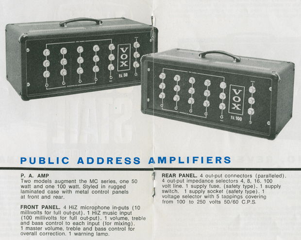 Prototype Vox PA amplifiers, 1967
