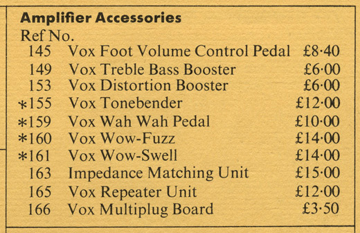 Vox Sound Limited pedals