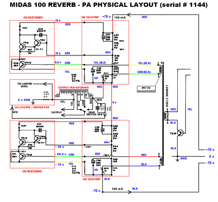 Vox schematic for the Midas 100 amplifier
