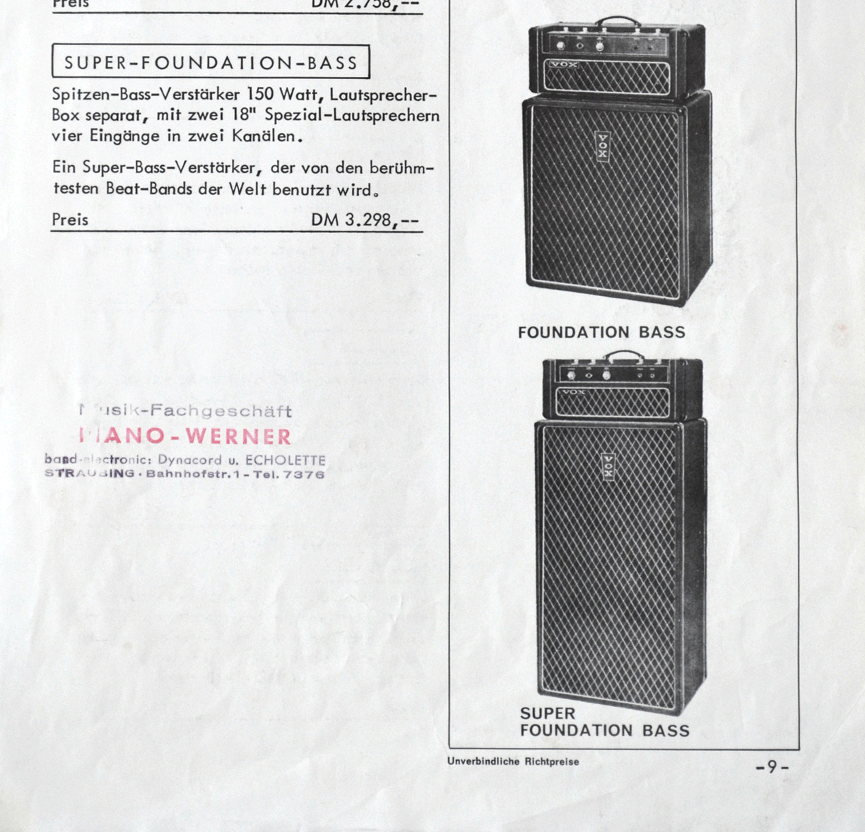 Vox catalogue issued in Germany, March 1967