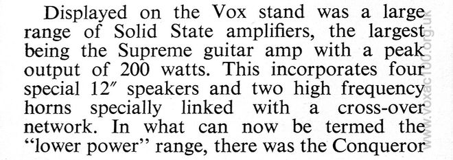 Beat Instrumental, October 1967 - the Vox display at the British Musical Instrument Trade Fair