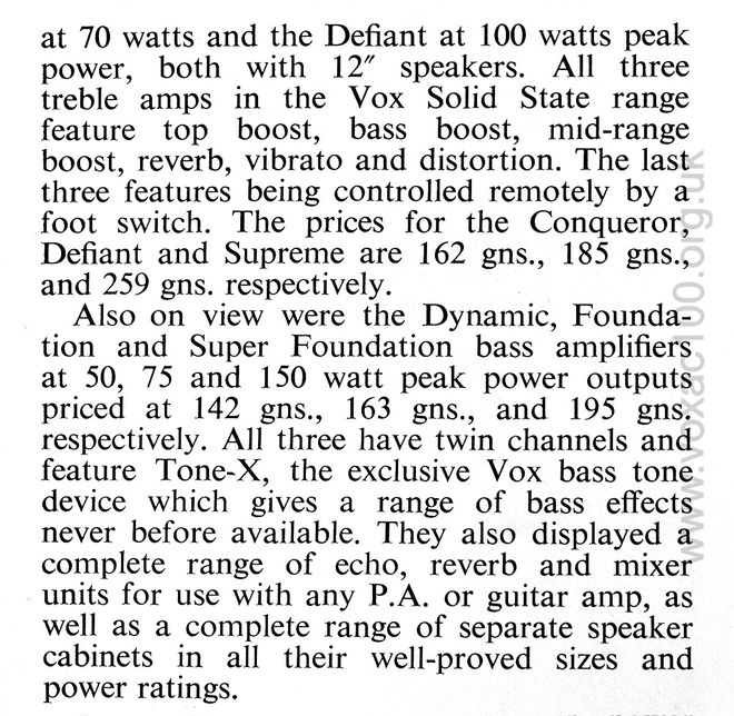 Beat Instrumental, October 1967 - the Vox display at the British Musical Instrument Trade Fair
