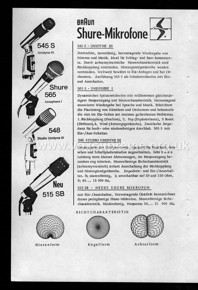 VSEL German catalogue, 1969, Shure microphones