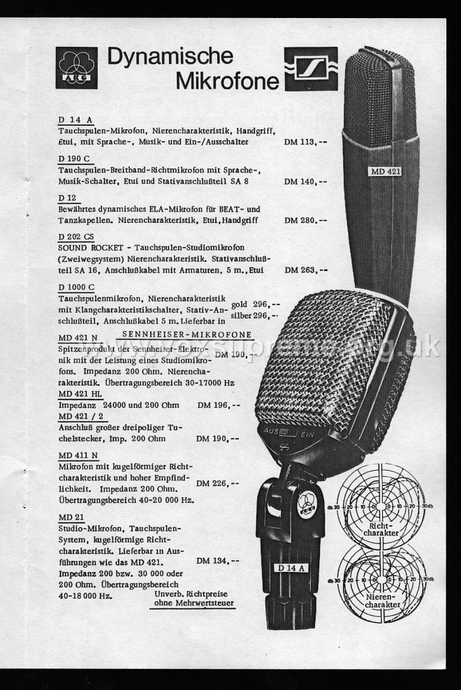 VSEL German catalogue, 1969, AEG microphones