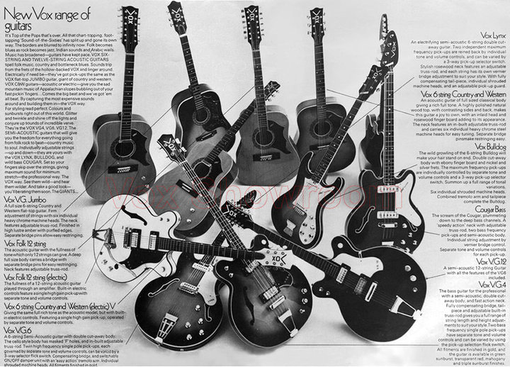 Vox Sound Equipment Limited brochure, February 1969, guitars