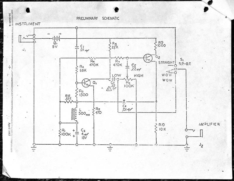 Thomas Organ schematic for the Clyde McCoy wah