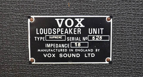 A Vox Sound Limited Supreme speaker cabinet from 1972